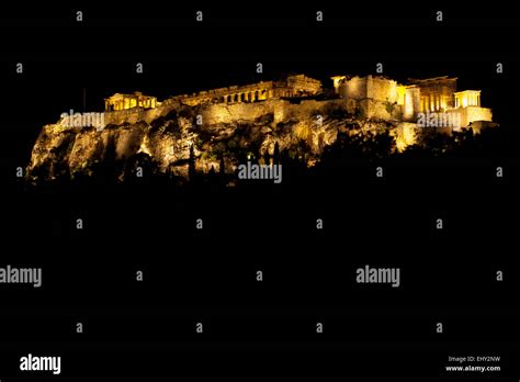 The Acropolis of Athens at night in Greece Stock Photo - Alamy