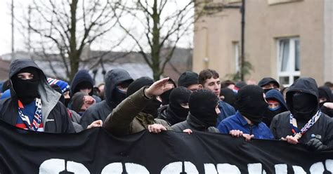 Rangers Ultras donned balaclavas and masks on march to Ibrox ahead of ...