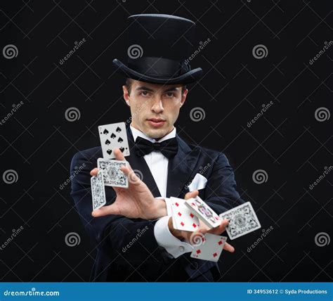 Magician Showing Trick with Playing Cards Stock Photo - Image of ...