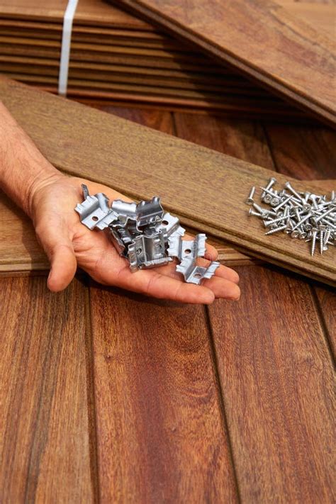 Ipe Deck Wood Installation Screws Clips Fasteners Stock Image - Image of carpenter, flooring ...