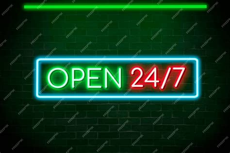 Premium Photo | Open 24-hour 7 day neon banner.