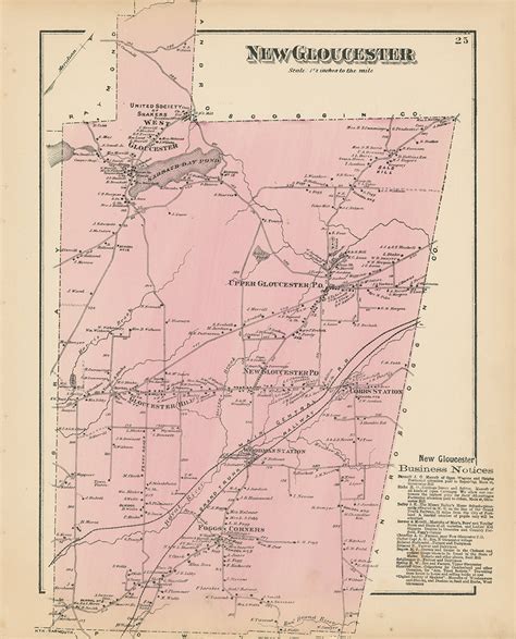 NEW GLOUCESTER, Maine 1871 Map, Replica or Genuine ORIGINAL