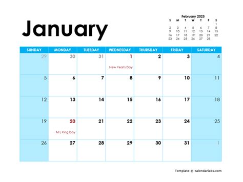 2025 Word Calendar Template Large Boxes - Free Printable Templates