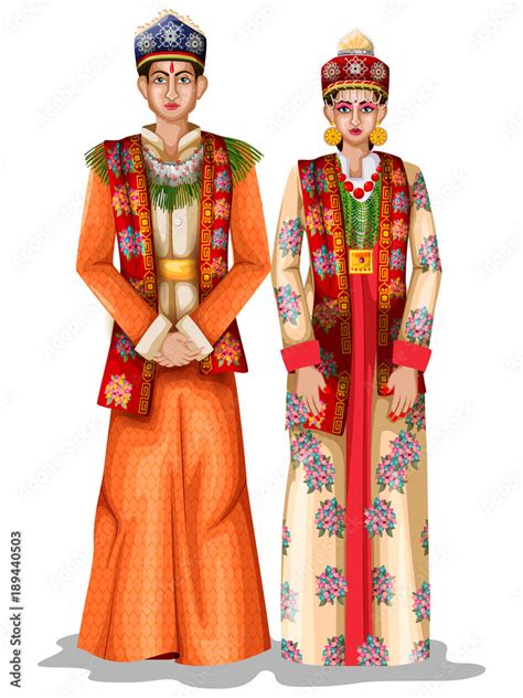 Sikkimese wedding couple in traditional costume of Sikkim, India Stock ...