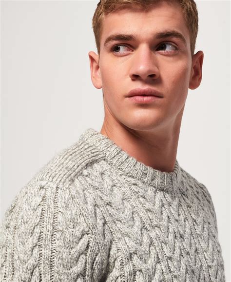 Mens - Jacob Crew Jumper in Concrete Twist | Superdry UK