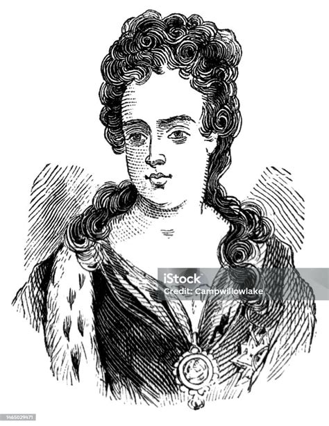 Antique Illustration Portrait Of Queen Anne Stock Illustration ...