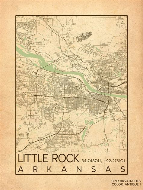 Little Rock Arkansas City Map Print Poster Vintage Antique Big - Etsy