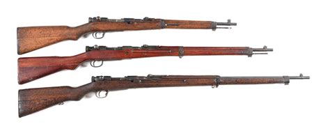 Lot Detail - (C) LOT OF THREE: JAPENESE TYPE 38 CARBINE, TYPE 38 RIFLE ...