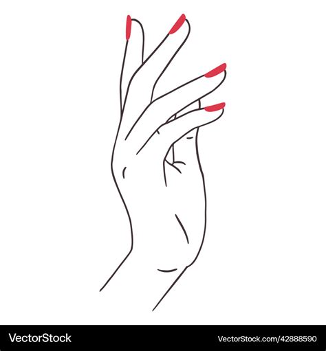 Hand with red nails color stroke high quality Vector Image