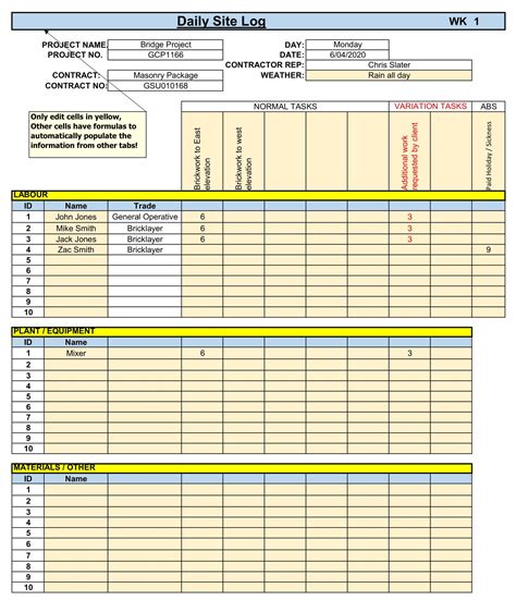 Log Template Excel - Raisa Template