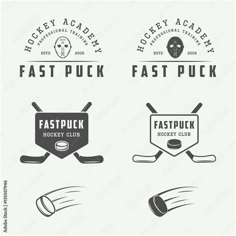 Set of vintage hockey emblems, logos, badges, labels Stock Vector ...