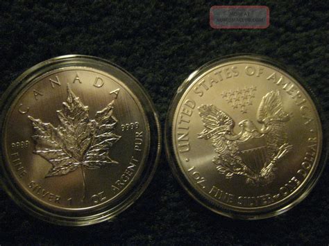 2013. 999 Fine Canadian Five $5 And American Silver Dollar 2 Troy Oz