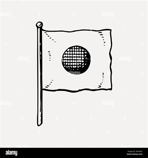 Japan flag clipart, black and white illustration vector Stock Vector ...