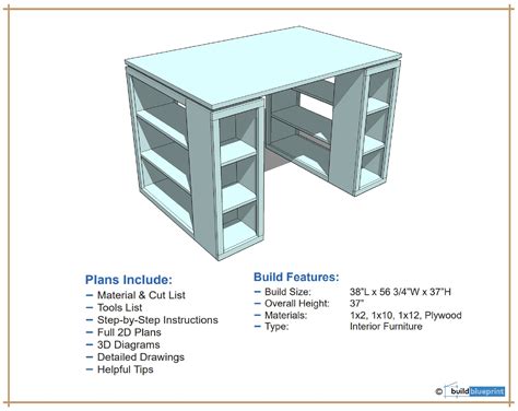 DIY Plans for Craft and Sewing Table Digital Woodworking PDF - Etsy