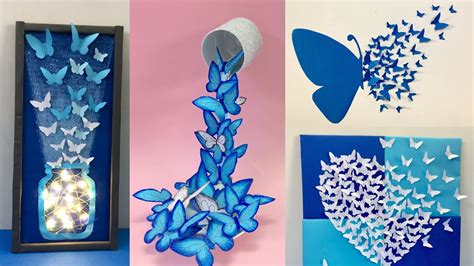 Room Decor Wall Decoration With Diy Paper Butterfly And Paper Trees ...