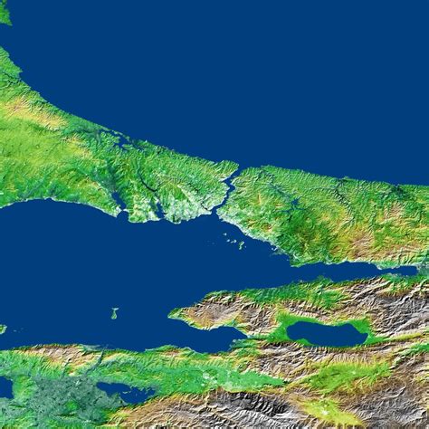 Shaded Relief and Radar Image with Color as Height, Bosporus Strait and ...