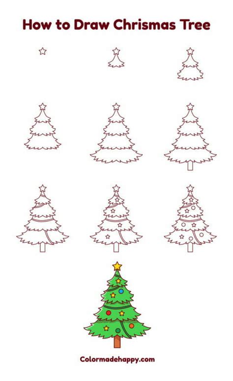 How to Draw a Christmas Tree: Step by Step