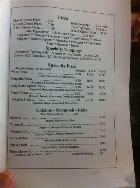 Long Island Pizza Menu, Menu for Long Island Pizza, Surf City, Wilmington - Urbanspoon/Zomato