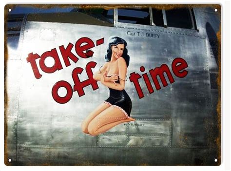 Take off Time WWII Aircraft Nose Art Pinup Girl 12 X 9 Metal - Etsy