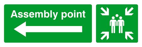 Assembly Point Sign With Left Arrow | Site Safety Signs | Left arrow, Text background, Site sign