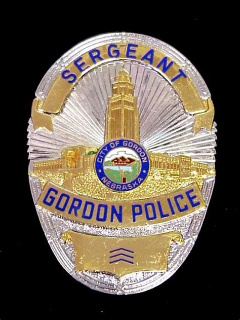 US State of Nebraska, City of Gordon Police Department Sergeant Badge ...