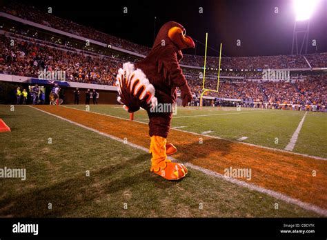 The Virginia Tech Hokies mascot on the sidelines during the fourth ...