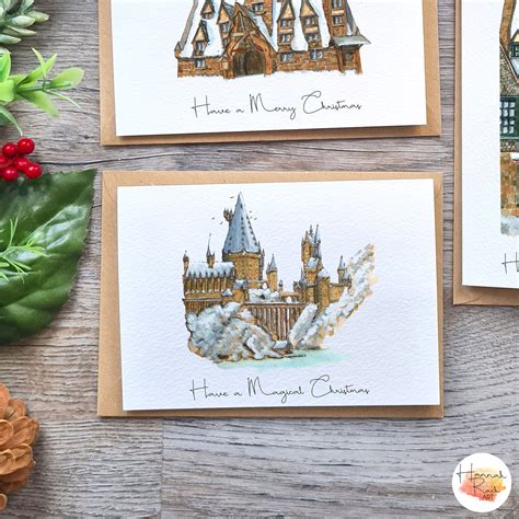 Harry Potter Christmas Cards: Hogwarts in the Snow The Three | Etsy