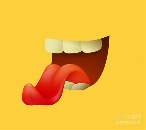 Cartoon Silly Emoticon Emoji Character Mouth Face Tongue Digital Art by ...