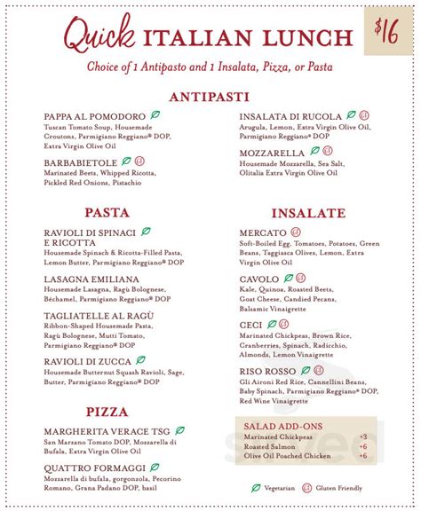 Eataly menu in Chicago, Illinois, USA