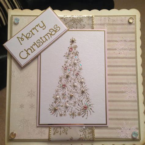 Christmas tree stamp , embossed and glittered christmas card | Christmas cards, Tree stamp, Tree ...