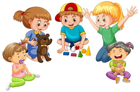 Free Vector | Happy children playing toy on white background