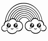 Rainbow Clouds Coloring Page Pages sketch template