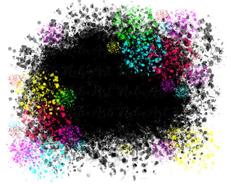 Background Paint Splatter Black Multicolor Neon Splash Frame Splatter Background Printable ...