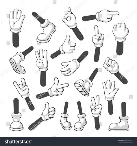 Cartoon Hands Feet Set Body Gesture Stock Vector (Royalty Free ...