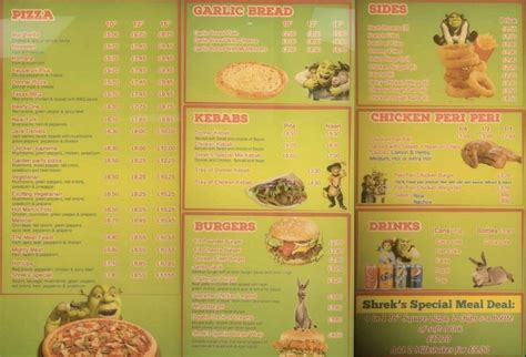 Full Shrek's Pizza Menu | Shrek's Pizza | Know Your Meme