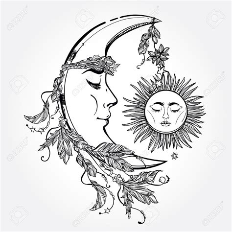 Celestial Sun And Moon Drawing at GetDrawings | Free download