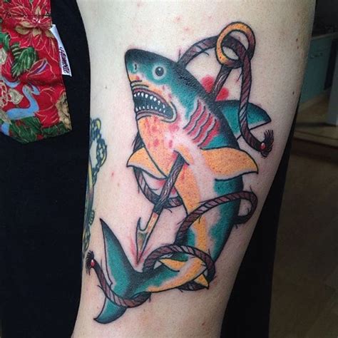 Tattoo uploaded by Robert Davies • Harpooned Shark Tattoo by Julien ...