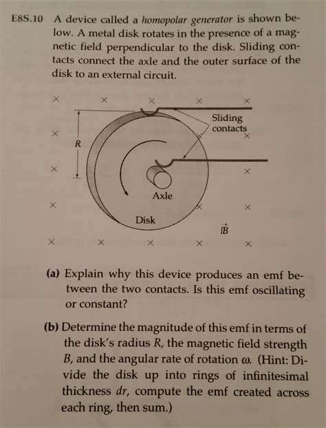 Solved A device called a homopolar generator is shown below. | Chegg.com