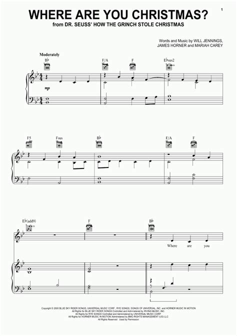 Where Are You Christmas? Piano Sheet Music