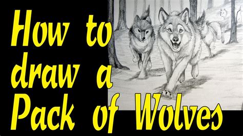 How to draw a pack of wolves - YouTube