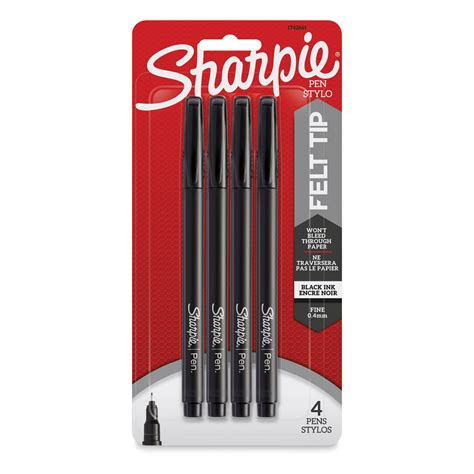 Sharpie Felt Tip Pens - Black, Pkg of 4 | BLICK Art Materials