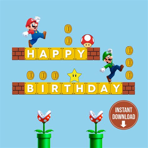 Printable Super Mario Super Mario Inspired Birthday | Etsy Canada