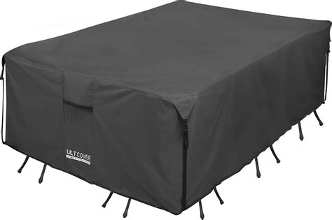 ULTCOVER 600D Tough Canvas Durable Rectangular Patio Table and Chair Cover - Waterproof Outdoor ...