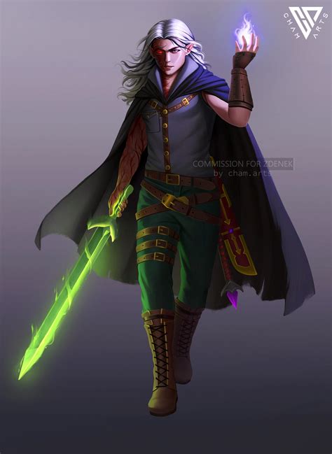 DND Half-Elf Warlock Hexblade - Commission by cham98 on DeviantArt