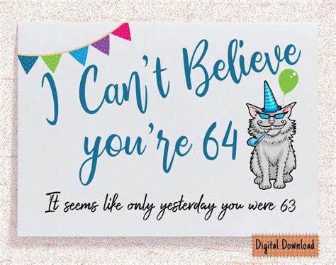 Printable Funny 64th Birthday Card for her Sarcastic Birthday - Etsy España