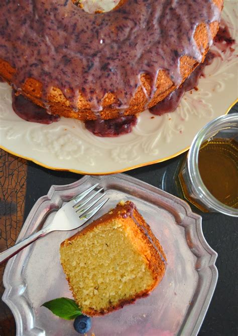 Once Upon A Plate...: Kentucky Bourbon Cake with Blueberry Bourbon Basil Glaze