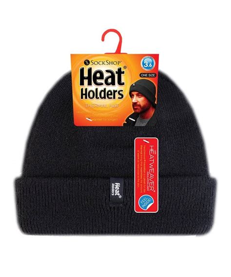 Men's Thermal Fleece Lined Turn Over Cuff Winter Hat Black C01220W9W6P