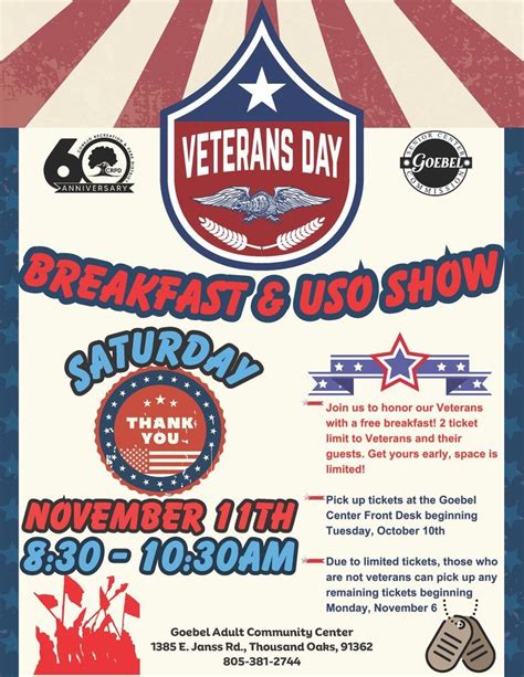 Veterans Day - Breakfast & USO Show, Goebel Adult Community Center, Thousand Oaks, 11 November ...