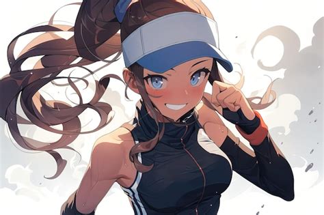 Premium AI Image | Cute anime girl covered in sweat in sportswear and ...