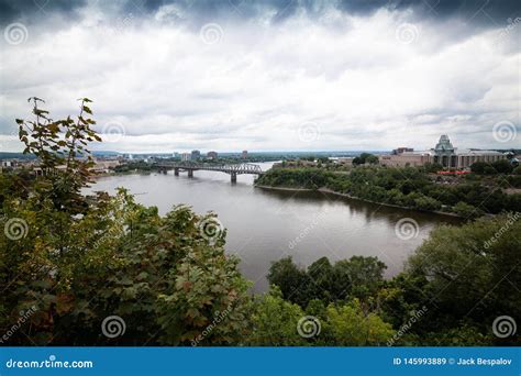 View of Ottawa River stock image. Image of bridge, cloud - 145993889